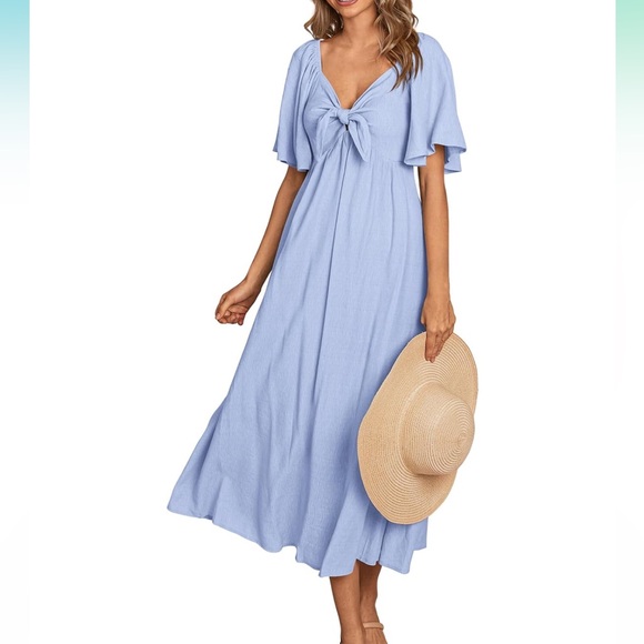 SOLD🤍FINAL Sale 🤍pretty GARDEN casual short sleeve neck ruffle flowy dress 🌷 - Picture 3 of 16